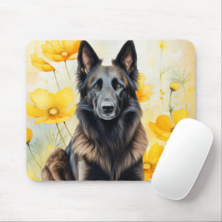 Alfombrilla De Ratón Amante del perro Tervuren belga y amapolas