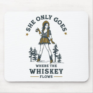 Alfombrilla De Ratón Amante divertida de whisky vaquera occidental vint