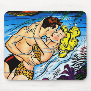 Alfombrilla De Ratón Amantes de Ocean Romance Vintage Comics