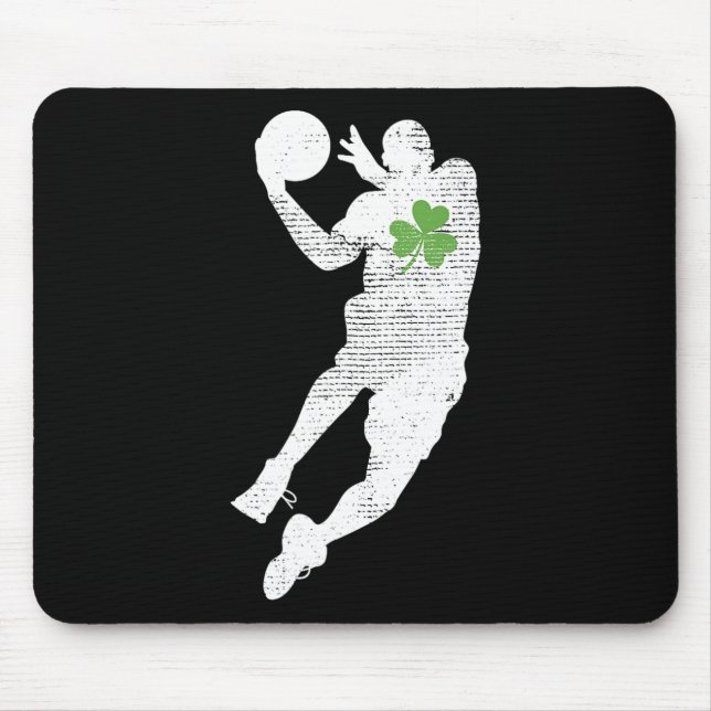 Alfombrilla De Ratón Amantes del baloncesto Green Shamrock Leaf St Patr (Frente)