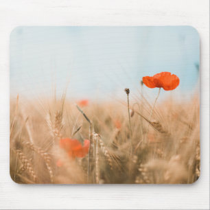 Alfombrilla De Ratón Amapolas y cebada rojas del oro