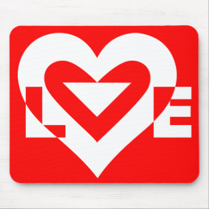 Alfombrilla De Ratón Amar el blanco en rojo
