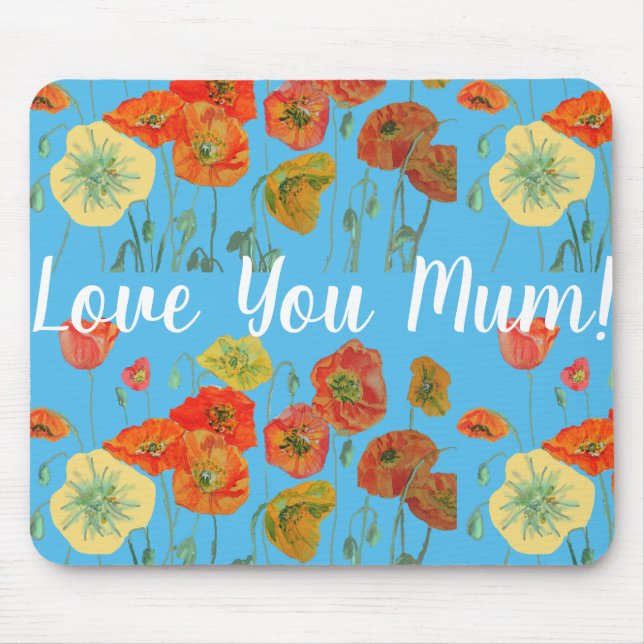 Alfombrilla De Ratón Amar Mamá Adorable Poppy Floral Computadora Ratón  (Frente)