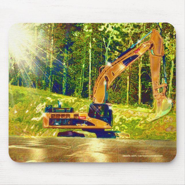 Alfombrilla De Ratón Amarillo Excavator Power Shovel Art Mousepad (Frente)