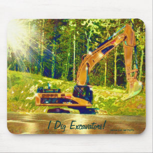 Alfombrilla De Ratón Amarillo Excavator Power Shovel Art Mousepad