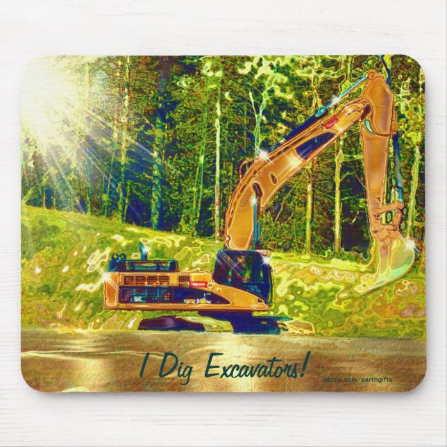 Alfombrilla De Ratón Amarillo Excavator Power Shovel Art Mousepad (Frente)