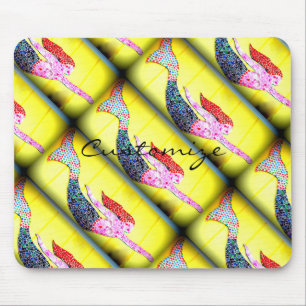 Alfombrilla De Ratón amarillo rosado de las sirenas que se zambulle