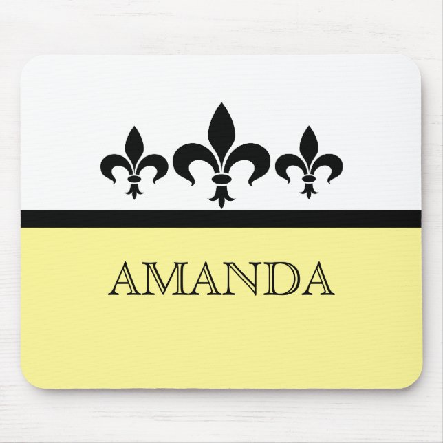 Alfombrilla De Ratón Amarillo Swanky Fleur De Lis Mousepad (Frente)