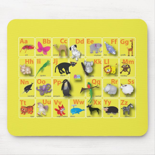 Alfombrilla De Ratón Ámbito animal en mi ABC (Frente)