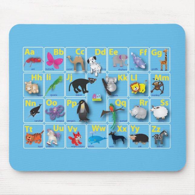 Alfombrilla De Ratón Ámbito animal en mi ABC (Frente)