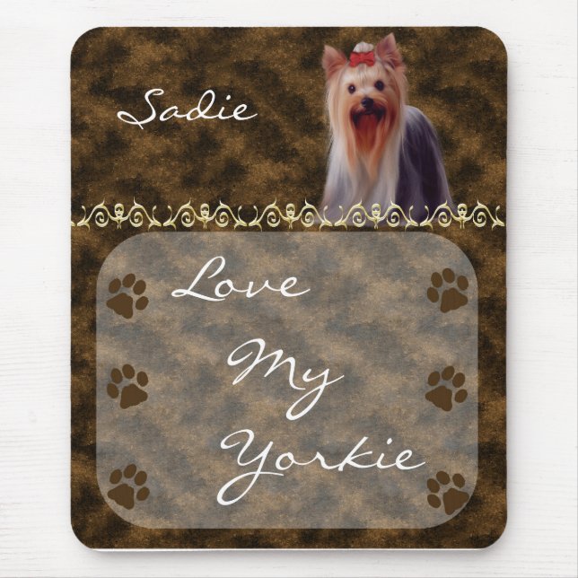 Alfombrilla De Ratón Ame mi Yorkie Yorkshire Terrier Mousepad - marrón (Frente)