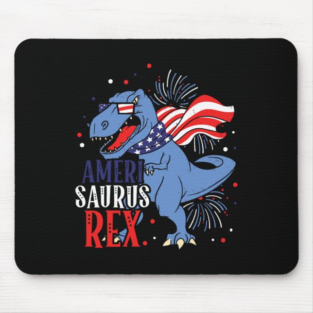 Alfombrilla De Ratón Ameri Saurus Rex 4 de julio Dinosaurio Independenc (Frente)