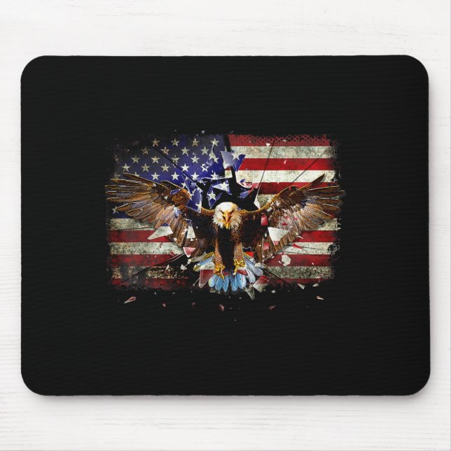 Alfombrilla De Ratón American Bald Eagle Usa Flag Patriotic Eagle 4th O (Frente)