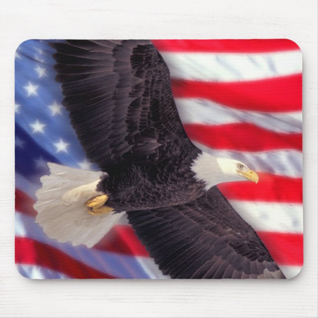 Alfombrilla De Ratón American Eagle con la bandera americana Mousepad (Frente)