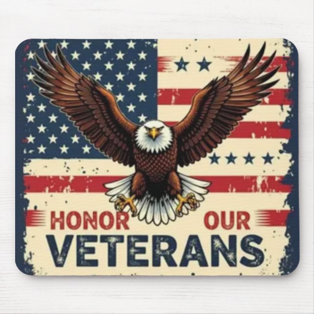 Alfombrilla De Ratón American Eagle Honor Our Veterans Mousepad (Frente)