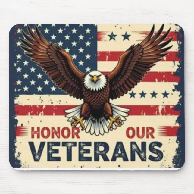 Alfombrilla De Ratón American Eagle Honor Our Veterans Mousepad (Frente)