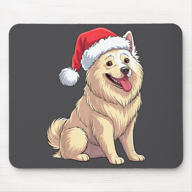 Alfombrilla De Ratón American Eskimo Dog Christmas Santa Hat Pet Dog Lo (Frente)