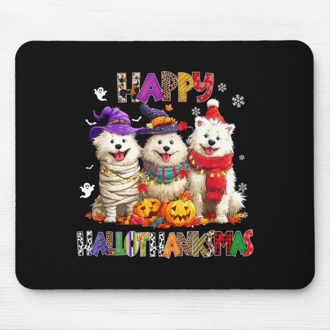 Alfombrilla De Ratón American Eskimo Dogs Christmas Xmas Men Women Kids (Frente)
