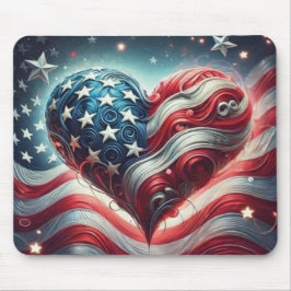 Alfombrilla De Ratón American Flag Heart Mouse Pad – Patriotic Desktop