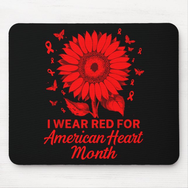 Alfombrilla De Ratón American Heart Disease Awareness Month Ribbon Red  (Frente)