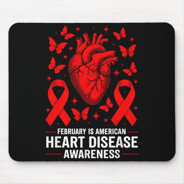 Alfombrilla De Ratón American Heart Disease Awareness Month Ribbon Red  (Frente)