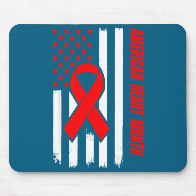 Alfombrilla De Ratón American Heart Disease Awareness Month Ribbon Red  (Frente)