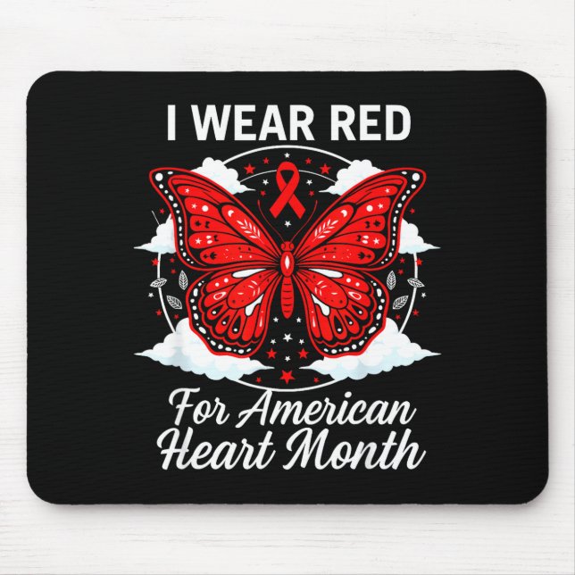 Alfombrilla De Ratón American Heart Disease Awareness Month Ribbon Red  (Frente)