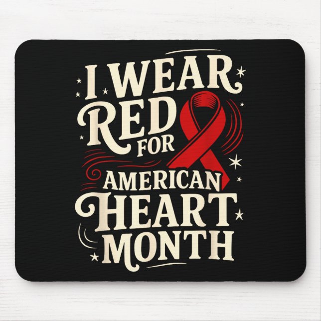 Alfombrilla De Ratón American Heart Disease Awareness Month Ribbon Red  (Frente)