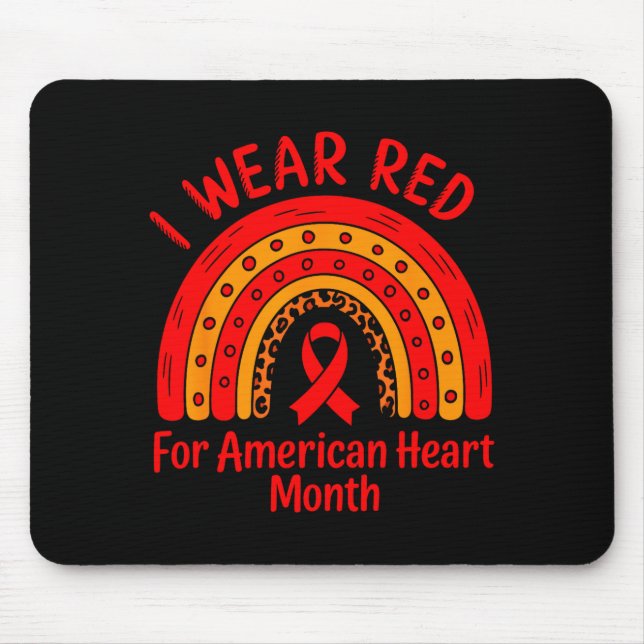 Alfombrilla De Ratón American Heart Disease Awareness Month Ribbon Red  (Frente)