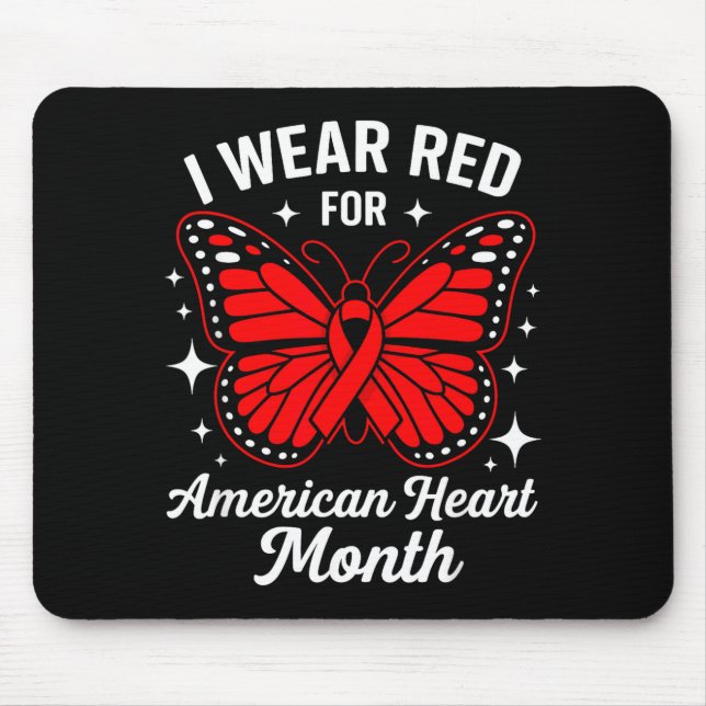 Alfombrilla De Ratón American Heart Disease Awareness Month Ribbon Red  (Frente)