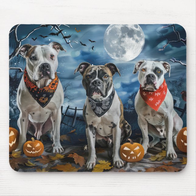 Alfombrilla De Ratón American Staffordshire Halloween Spooky (Frente)