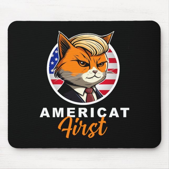 Alfombrilla De Ratón Americat First Funny Patriot America Cats Presiden (Frente)