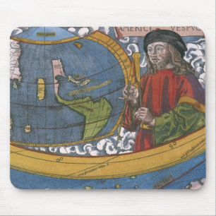 Alfombrilla De Ratón Amerigo Vespucci Explorador en un Mapa de las Amér