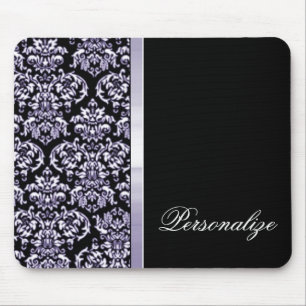 Alfombrilla De Ratón Amethyst Damask Ribbon Mousepad
