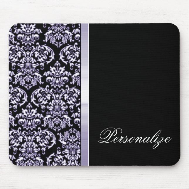 Alfombrilla De Ratón Amethyst Damask Ribbon Mousepad (Frente)