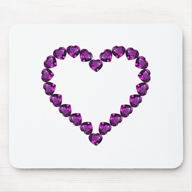 Alfombrilla De Ratón Amethyst Gemstone Heart Purple (Frente)