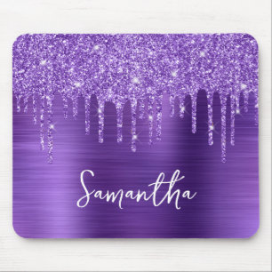 Alfombrilla De Ratón Amethyst Morado Brillante Glitter Glam Nombre