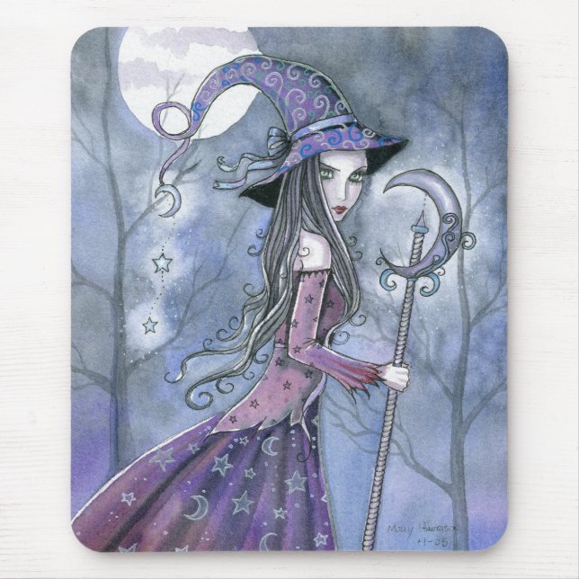Alfombrilla De Ratón Amethyst Witch Gothic Halloween Art (Frente)