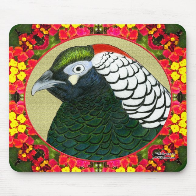 Alfombrilla De Ratón Amherst Pheasant and Flowers (Frente)