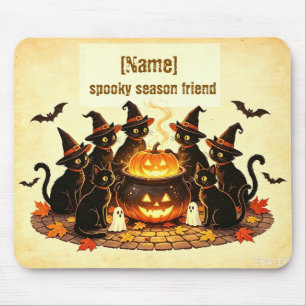 Alfombrilla De Ratón Amigo de la Temporada Espeluznante Halloween Negro