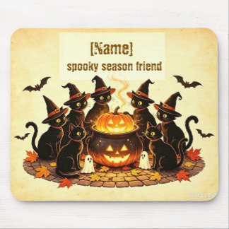 Alfombrilla De Ratón Amigo de la Temporada Espeluznante Halloween Negro