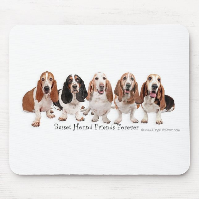 Alfombrilla De Ratón Amigos de Basset Hound para siempre (Frente)