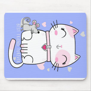 Alfombrilla De Ratón Amigos Mejores De Gato Y Ratón, Gracioso Regalo De