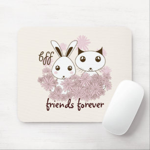 Alfombrilla De Ratón Amistad de chicas BFF Dibujo animado lindo gatito