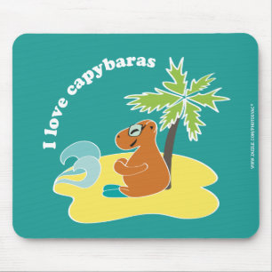 Alfombrilla De Ratón Amo a los carpinchos Arte de playa tropical