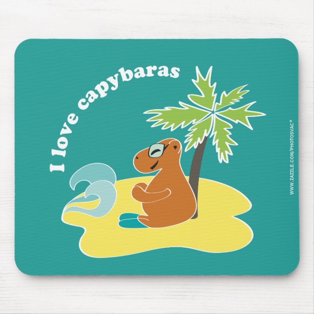 Alfombrilla De Ratón Amo a los carpinchos Arte de playa tropical (Frente)