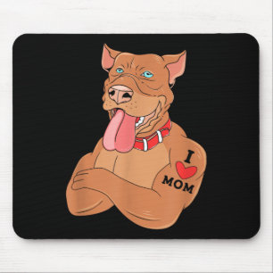 Alfombrilla De Ratón Amo A Mamá Perro Con El Propietario De Tattoo Pitb