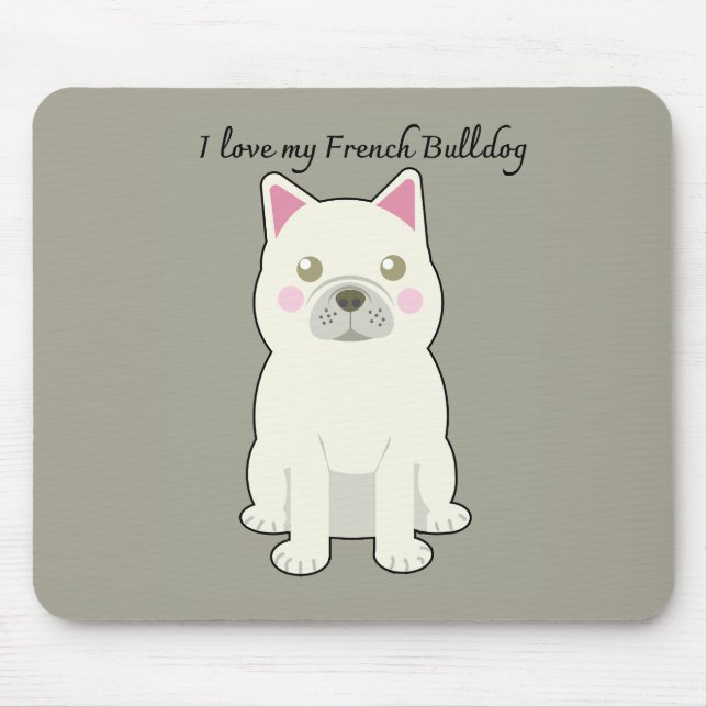 Alfombrilla De Ratón Amo a mi Bulldog Francés (Frente)