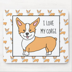 Alfombrilla De Ratón Amo a mi Corgi, Corgis de Dibujos Animados