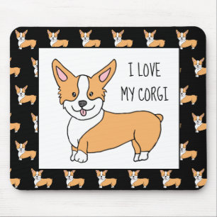Alfombrilla De Ratón Amo a mi Corgi, Corgis de Dibujos Animados